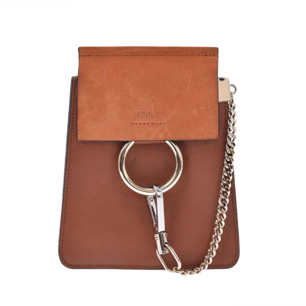 Chloe Faye Brown Calfskin Suede Shoulder Bag